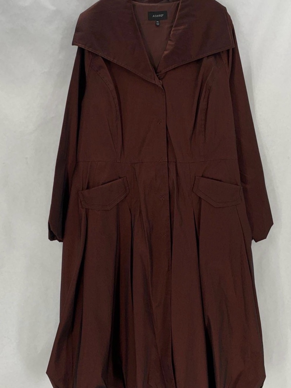 ASHRO Iridescent Red/Brown Long Coat Dress